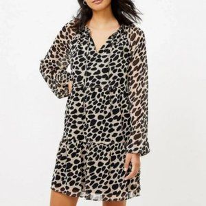 Loft Cheetah Print Tiered Swing Dress